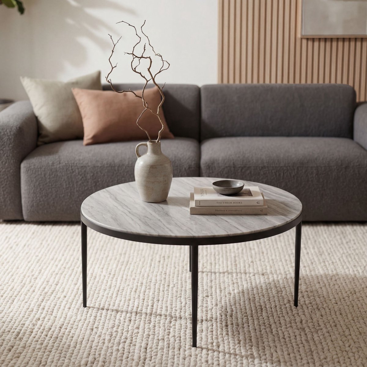 Salontafel marmer wit 70 cm rond - WL7.461
