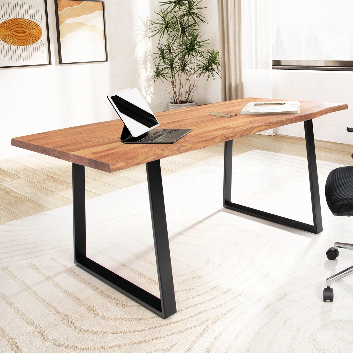 Bureau acaciahout zwart 160x80 cm