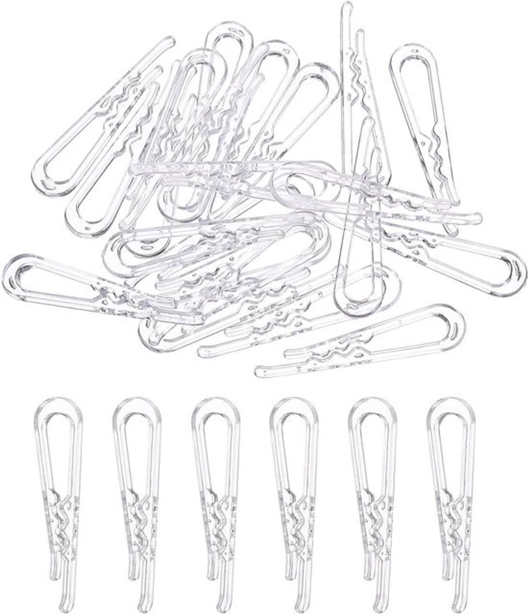 100 stuks U-vormige krokodillenclips - Hemdclips met tanden - Wasknijpers voor sokken, broeken, stropdassen, overhemden - Transparant