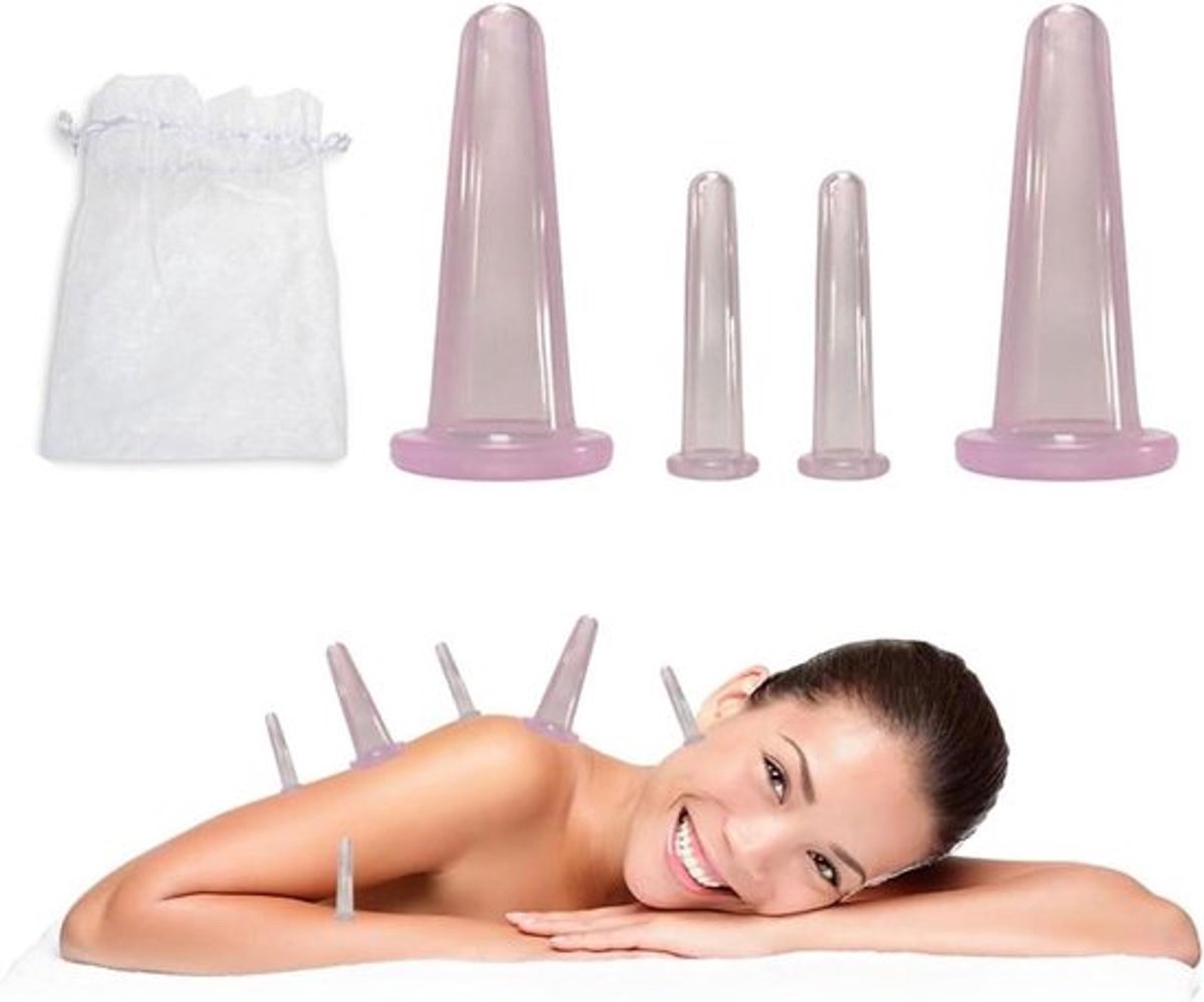 Cupping glazen voor anti-cellulitis massage - Set van 4 stuks