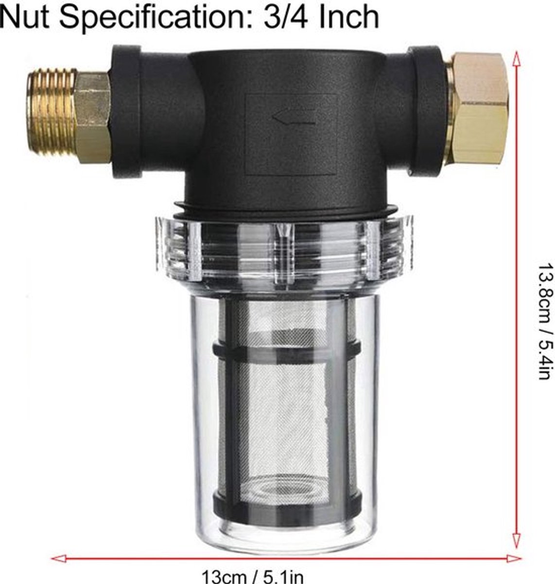Tuinslangfilter 3/4 inch - Inline Sedimentfilter - Waterfilter voor Hogedrukreiniger - Bescherming tegen Vuil - Voorkomt Blokkering
