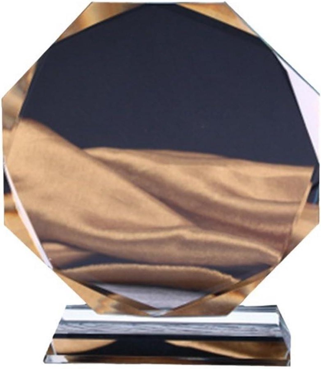 Kristallen Trofee - Glazen Medaille Award - Bedrijfs Prijzen - Transparant Facet Ontwerp - 10x10x3cm - Transparant