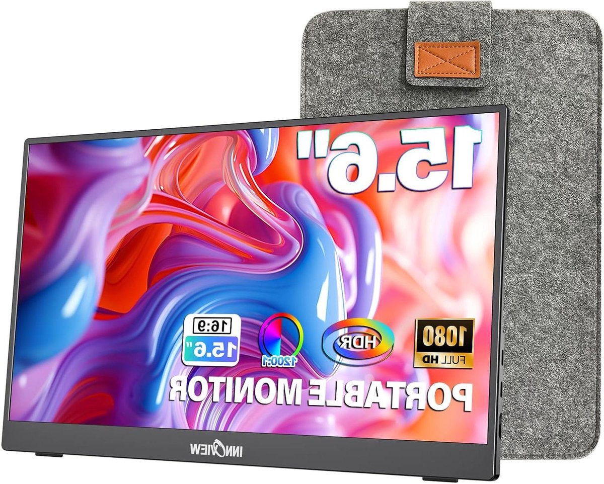 Draagbare Monitor - Externe Scherm Laptop - Productiviteit Verhoging - Ultradun Lichtgewicht - 156 inch - Zwart