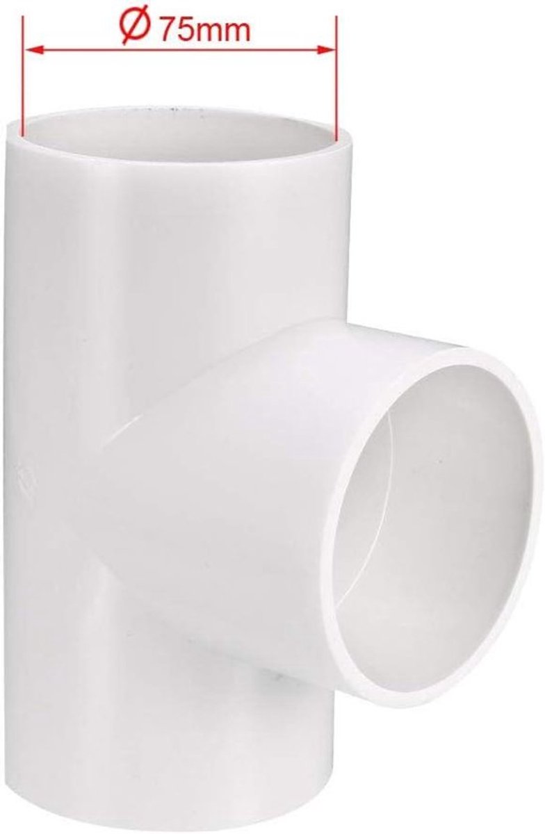 PVC T-slang koppeling, 20 mm naar 75 mm, 1 stuk, voor tuinbewatering.