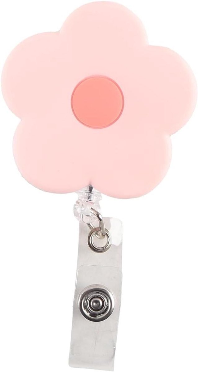Badge Reel - ID Houder - Kaarten Tonen - Bloemenprint - 9 x 4 cm - Roze