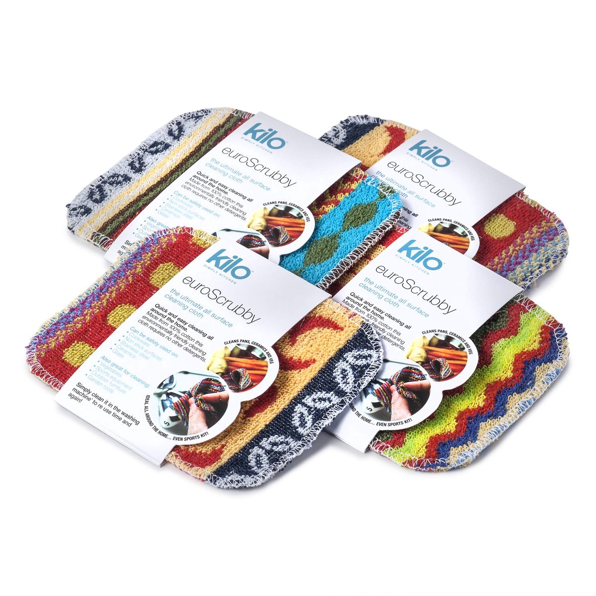 SnelShoppen - Kilo LSET20 Krasschuursponsjes set van 4, milieuvriendelijke schrobberige sponsjes zonder krassen, meerkleurig, 17 x 13 cm, ideaal voor
