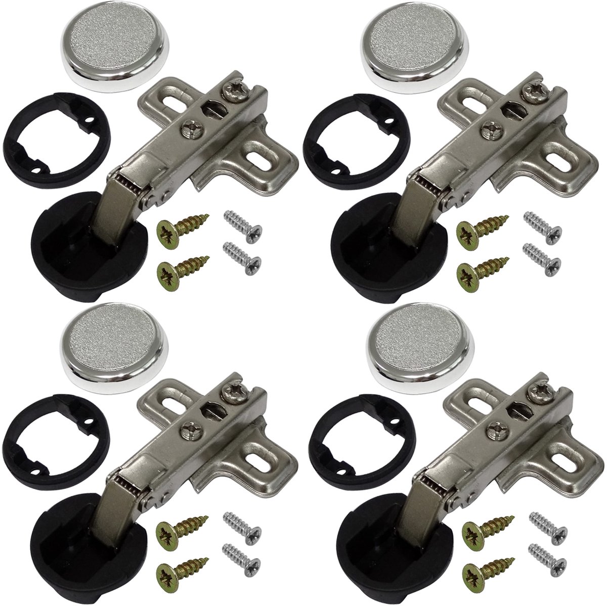 Dailygoods - Set van 4 Onzichtbare Scharnieren voor Glazen Deuren - Inclusief Schroeven en Afdekkappen