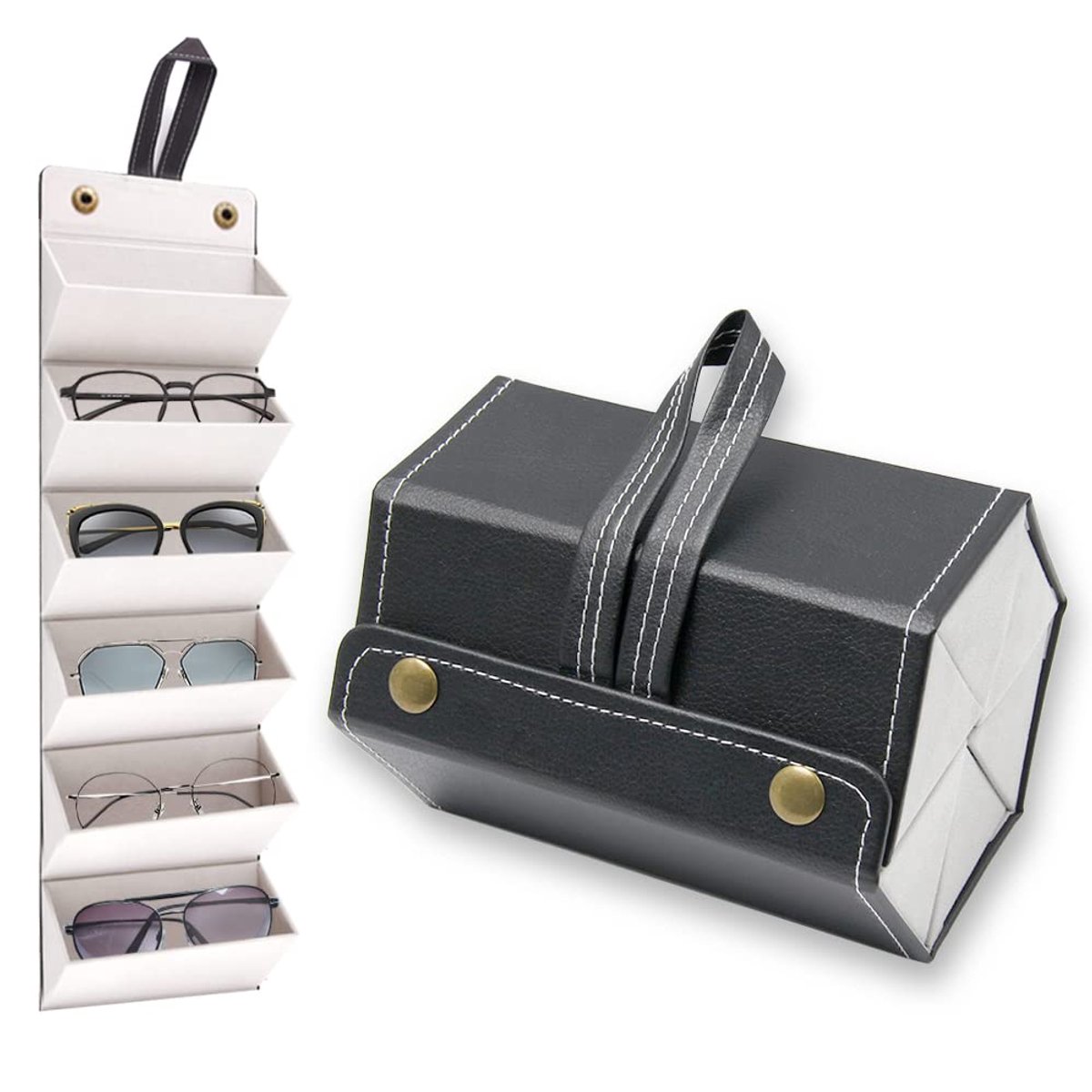 Dailygoods - Rebanky 6 Slot Zonnebril Organizer - Draagbare Opbergtas voor Reis en Thuisgebruik
