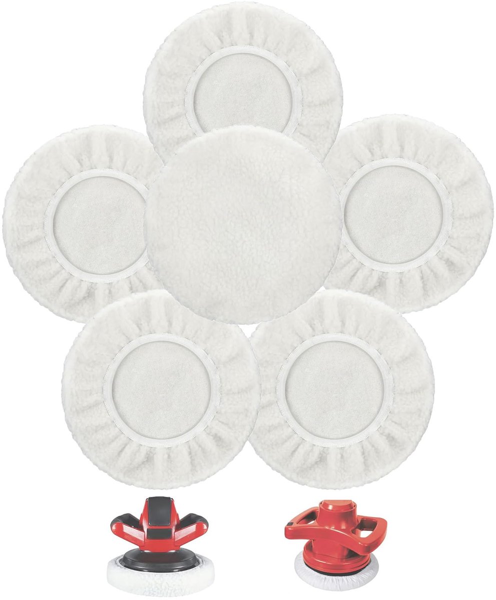 Dailygoods - Set van 6 Lambswool Polijstcaps voor Einhell Polijstmachine CE-CB 18/254 Li