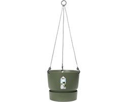 Elho Greenville Hangschaal 24 - Hangpot voor Buiten - 100% Gerecycled Plastic - Ø 23.5 x H 20.5 cm - Blad groen