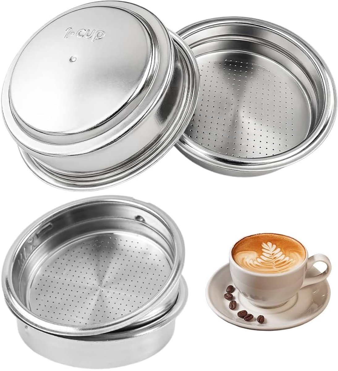 Dailygoods - 2-delige Dubbellaagse Koffiefilterset van Roestvrij Staal - 51 mm