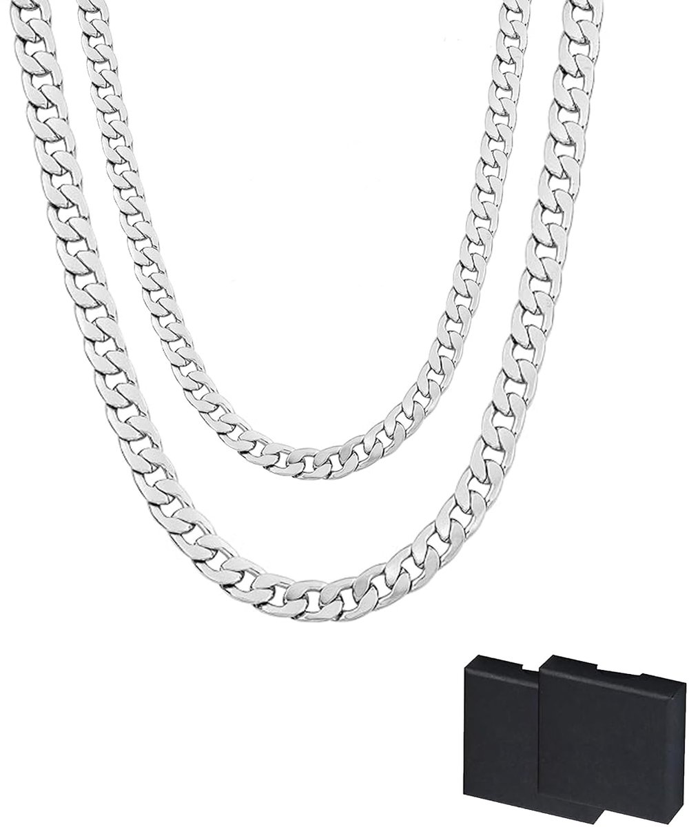 Dailygoods - Set van 4 Stalen Heren Kettingen - Goud en Zilver Geplateerd