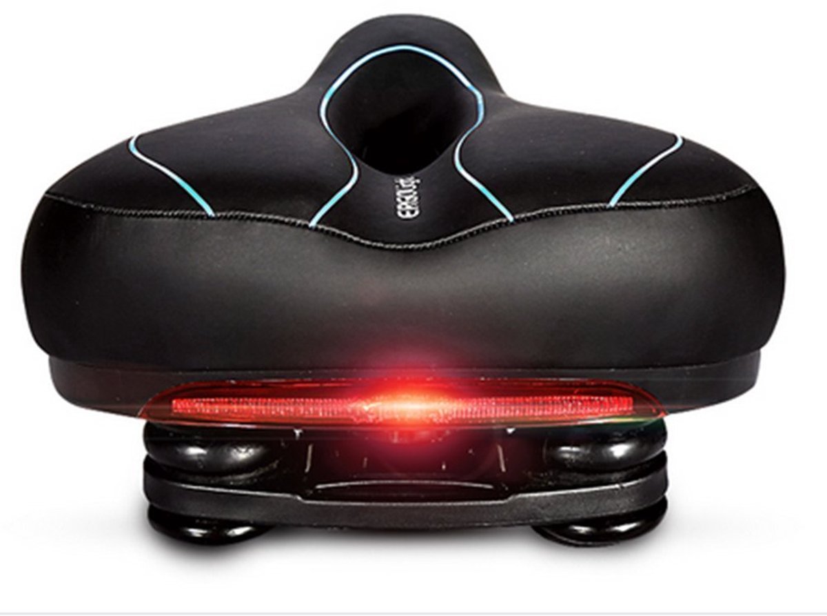 Dailygoods - Comfortabel Brede Fietszadel met Achterlicht voor Hybride en Mountainbikes