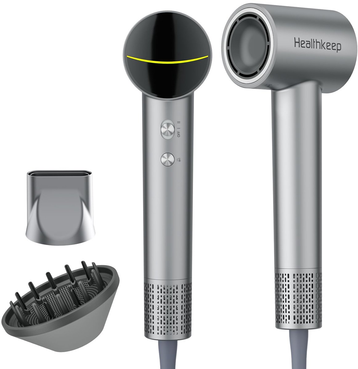 SnelShoppen - Föhn voor Krullend Haar met 2 Diffusers - Hoge Snelheid, Constante Temperatuur, Geluidsarm, 200M Negatieve Ionen, Haarverzorging en Hydr