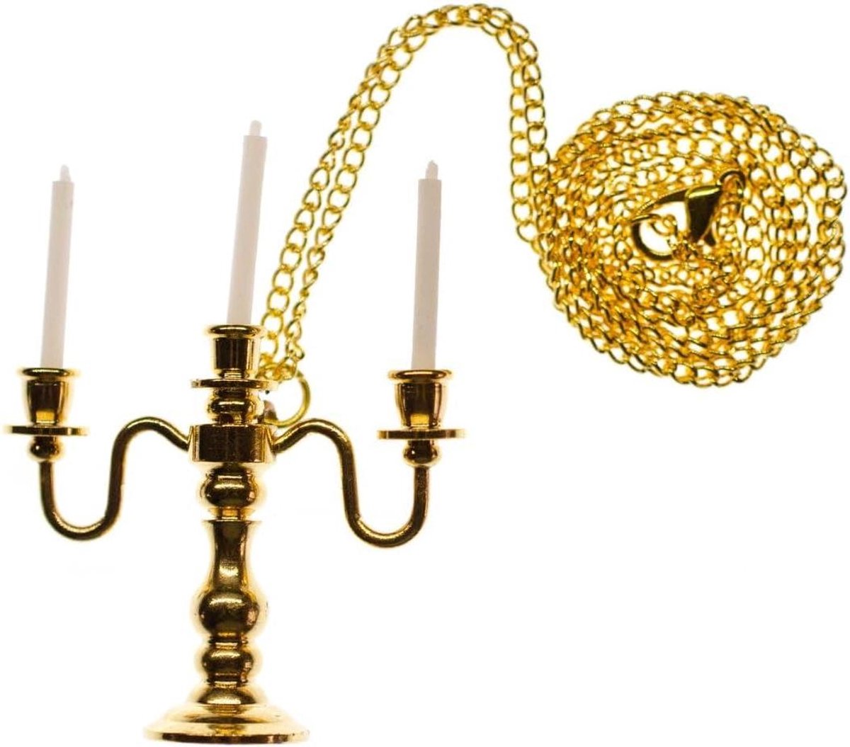 Kandelaar Ketting - Kaars Hanger - Mode Accessoire - Handgemaakt in Berlijn - 60 cm - Goudkleurig