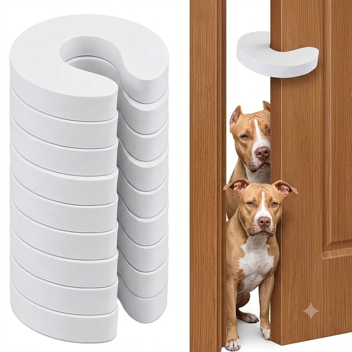 Deurstopper Foam – Set van 4 stuks – Vingerbeschermer Kind & Huisdier – Deurbeschermer Tegen Dichtslaan – Wit