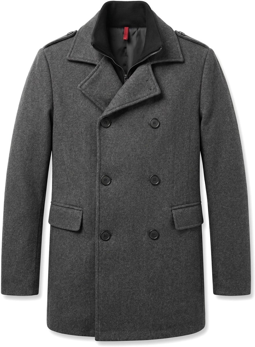 Overcoat Heren - Heren Mantel Halflang - LF805 - Grijs - Maat XL