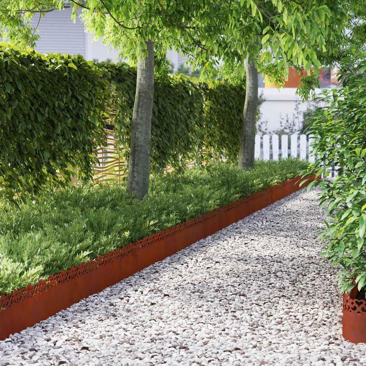 Gazonranden Metaal - Tuin Afbakening - Tuin Structureren - Roestig Metaal Design - 10 Stuks 103cm - Roestkleurig