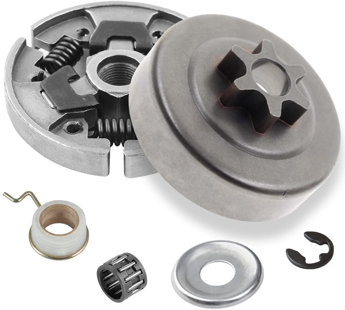 Dailygoods - Tandwiel Koppeling Drum 3/8" - Vervangende Koppeling - Voor Kettingzaag - Hoogwaardige Kwaliteit - Geschikt voor Stihl - Inclusief Lagerring