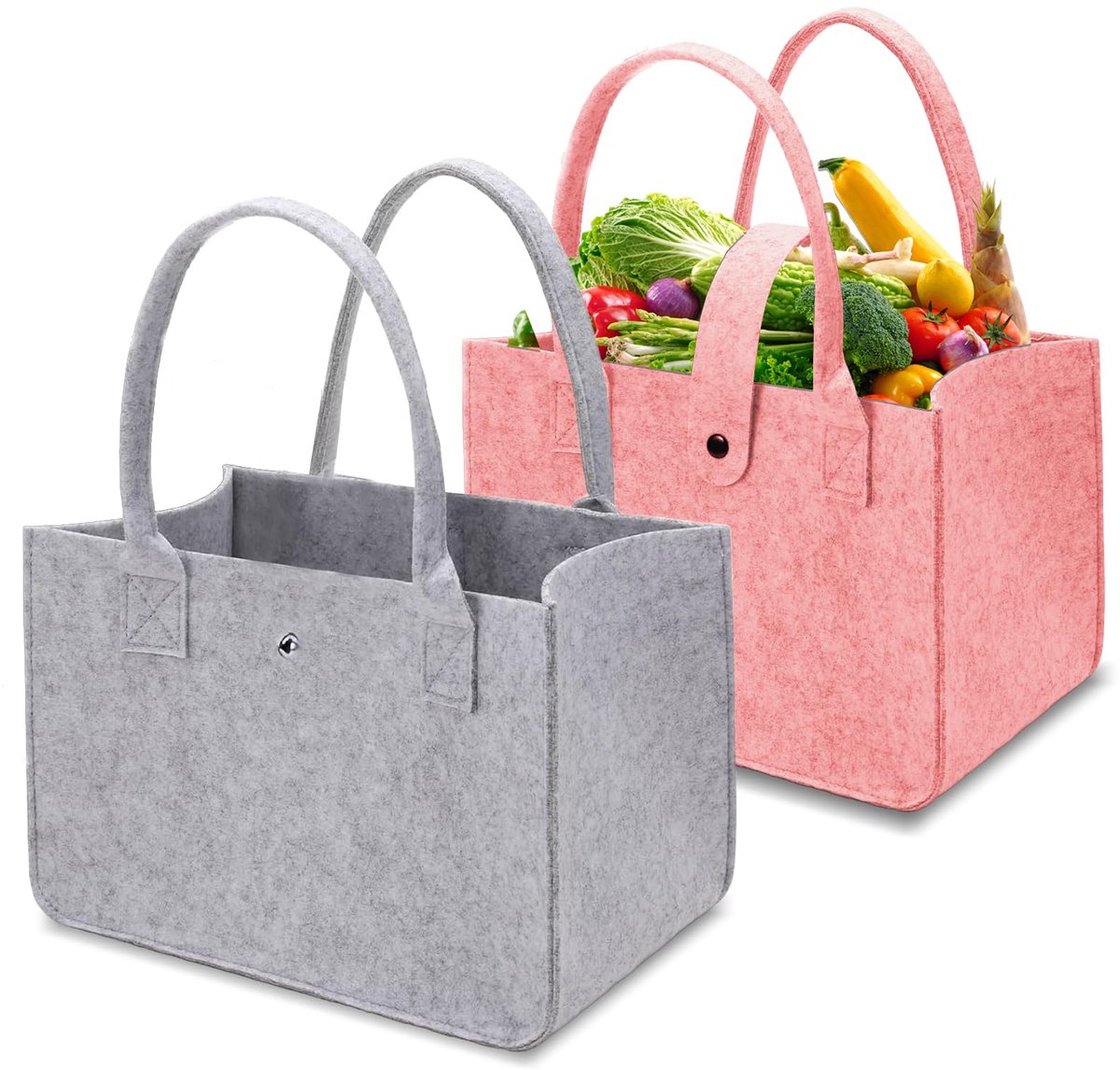 Dailygoods - Vilten Shopper Boodschappentas 2 Stuks - Opvouwbare Tas voor Winkelen en Opslag