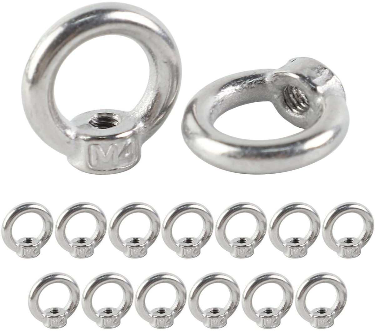 Dailygoods- Ringmoeren 15 stuks - Ringschroef M4 - Oogmoer - Ringbouten - Roestvrij Staal - Corrosiebestendig - Oogmoeren