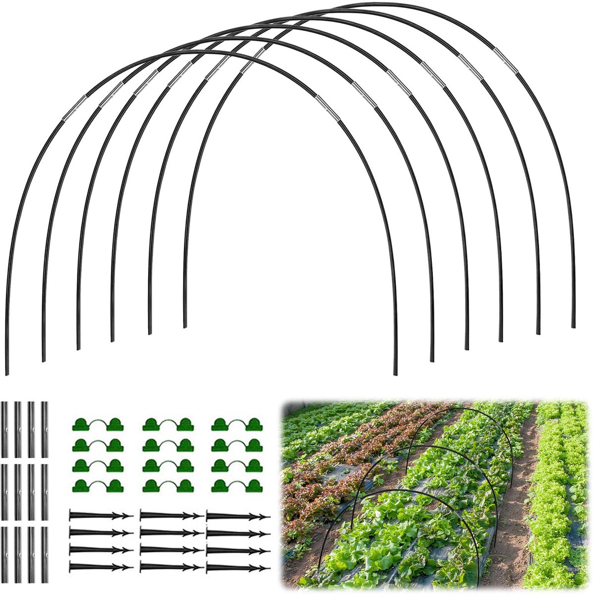 Dailygoods - Plant Tunnel voor Tuinbedden - Bescherming tegen Vorst en Plagen (Pack van 18)