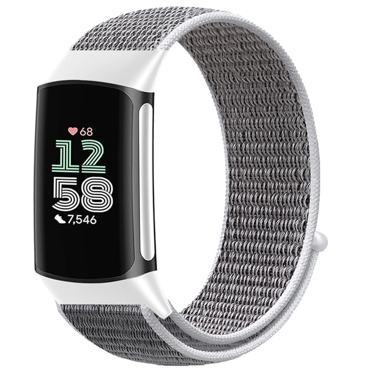 Dailygoods- Horlogeband Verstelbaar - Nylon Polsband - Ademend - Vervangend - Compatibel met Fitbit Charge 6/5 - Zacht materiaal