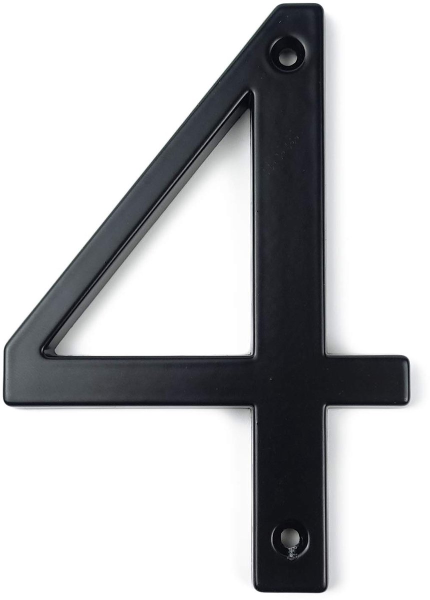 Dailygoods - Huisnummerbord 4 inch - Moderne Deurnummers Zinklegering Zwart