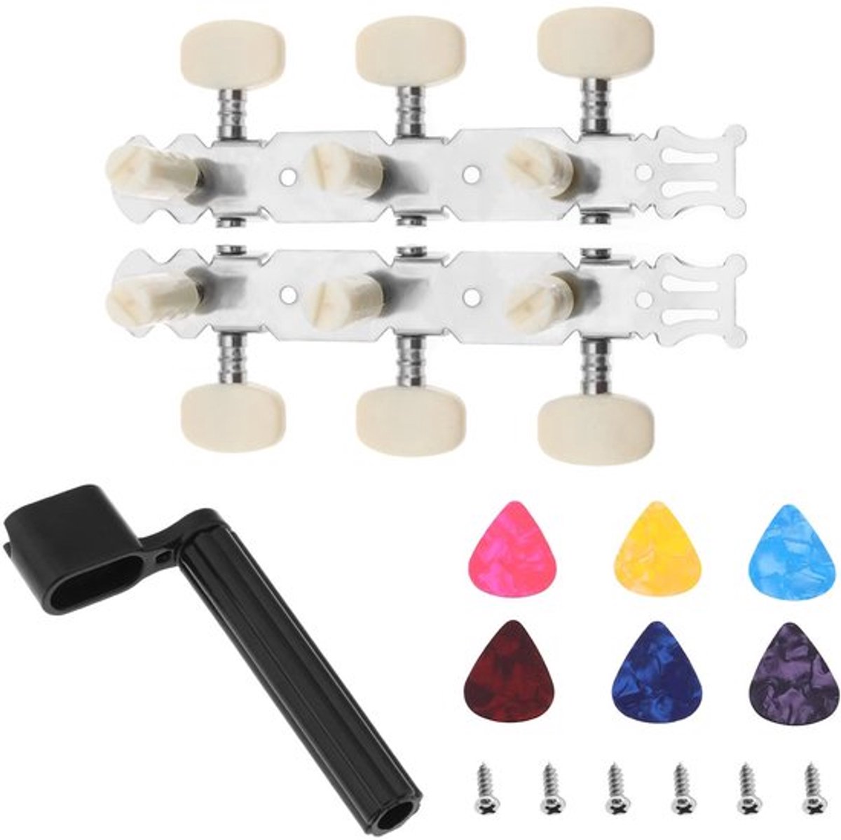 Klassieke Gitaar Stemknoppen - Gitaar Snarenwinder - Inclusief Gitaarpicks - 2 Stuks - Perfect voor Akoestische Gitaren - Compleet Accessoires