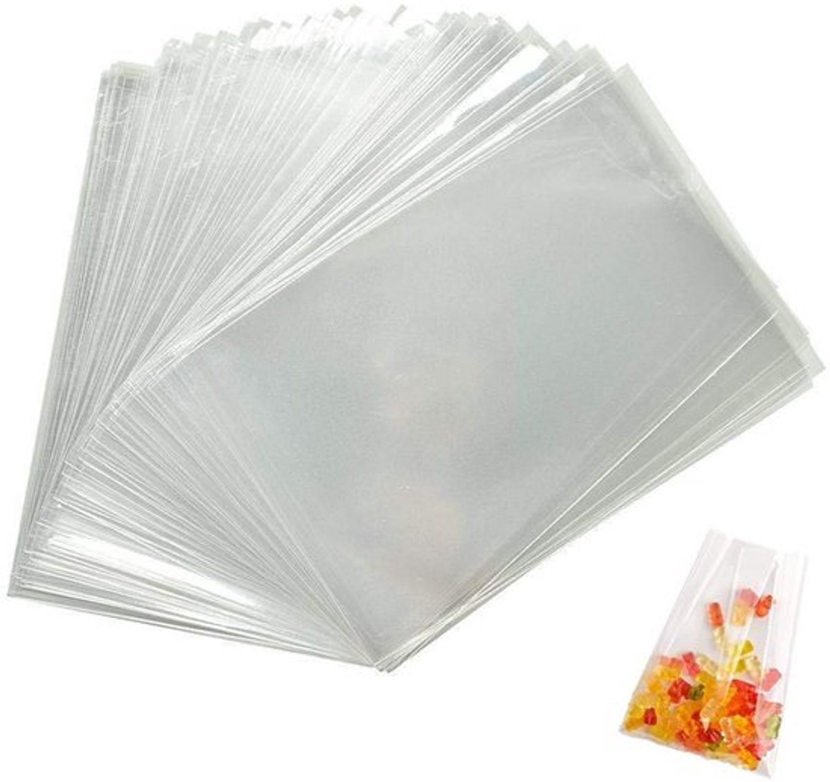 - Cellofaanzakjes - Transparante zakjes - Ideaal voor snoep en taart - 7x10 cm - Cadeauverpakking - Perfect voor feestjes - Geschikt voor