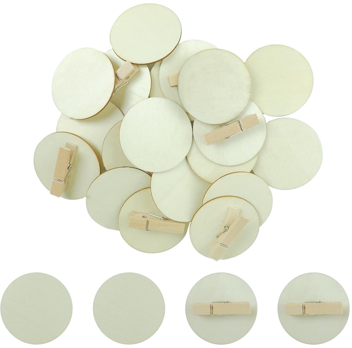 Dailygoods - 50 Stuks Kleine Ronde Houten Knijpers - Mini Houten Klemmen voor Foto's