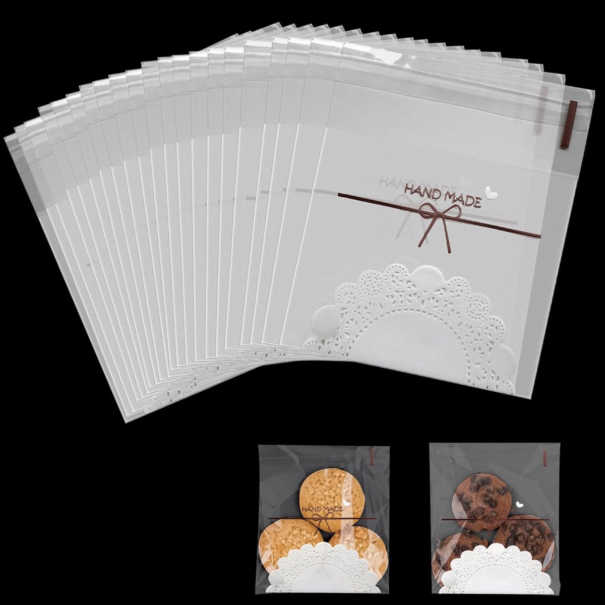 Dailygoods - 100 Stuks Handgemaakte Resealable Cellofaan Zakjes - Voor Snacks en Cadeaus