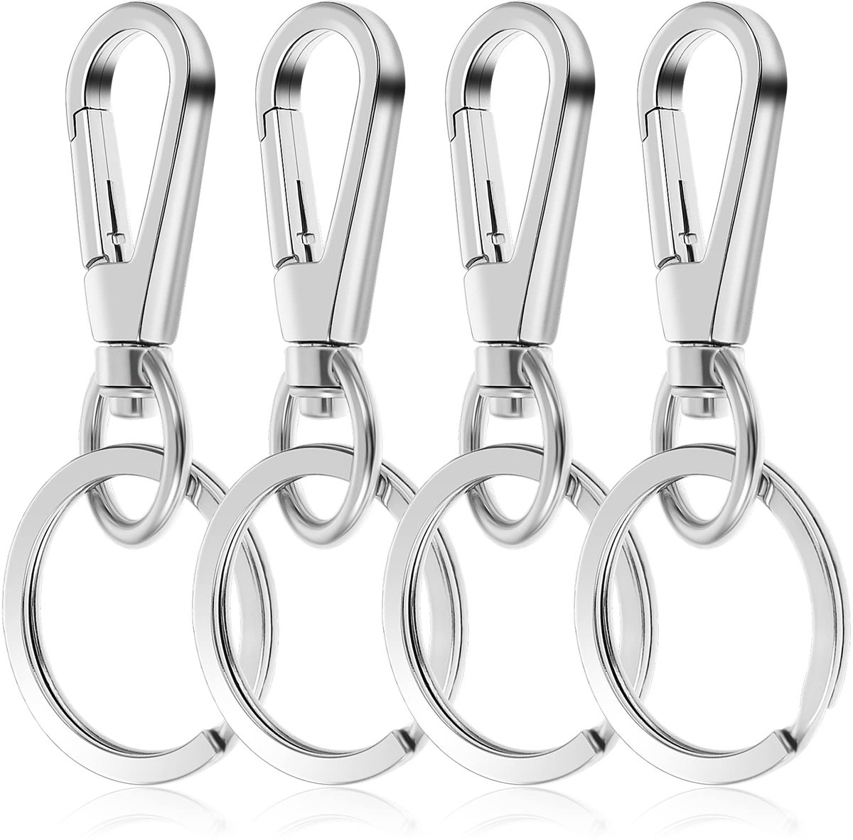 Dailygoods - Set van 4 Metalen Sleutelhangers met Karabijnhaak