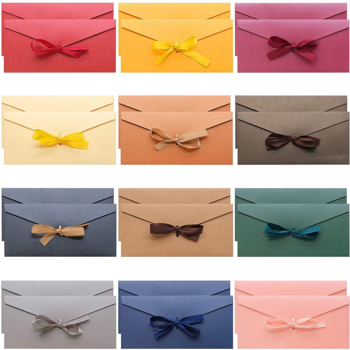 Dailygoods - 24 Stuks Retro Kraft Papier Enveloppen - Vintage Enveloppen voor Kaarten en Uitnodigingen