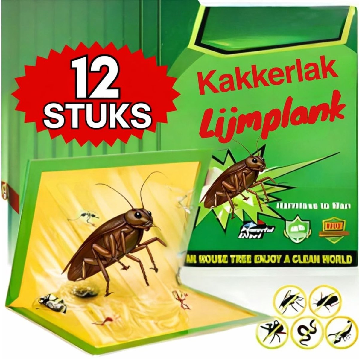 Dailygoods- Lijmvallen 100% Pakkans - Lijmplanken - Kleefmatten - Ongediertebestrijding - Voor Binnen/Buiten - Set van 12 Stuks - Ongedierteval