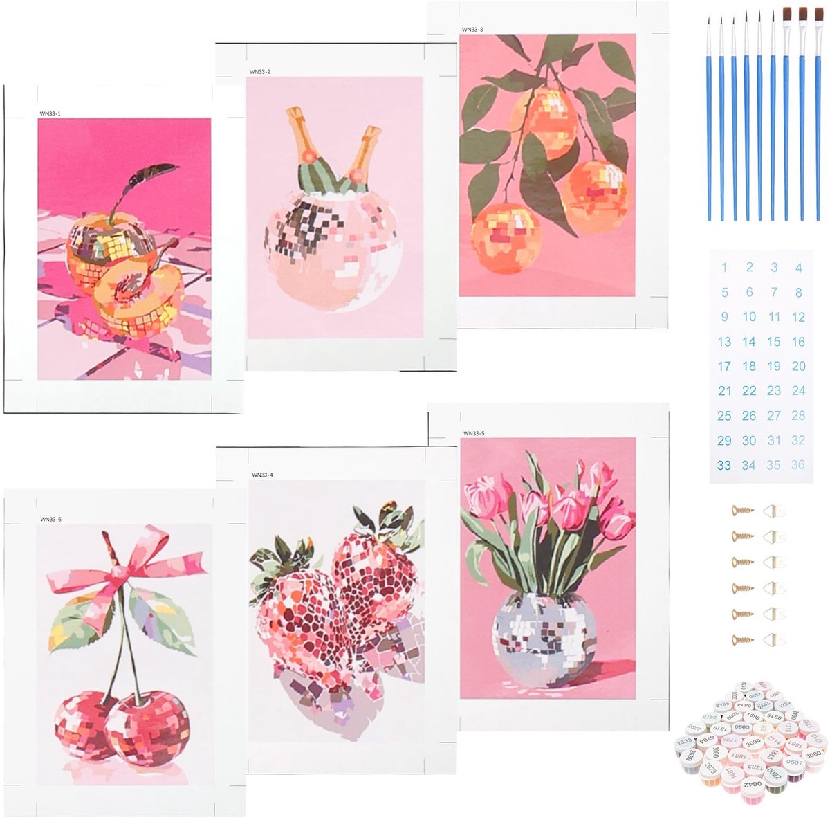 Dailygoods - Schilderen op Nummer Set Volwassenen - 6-delige DIY Acrylafbeeldingen Kit