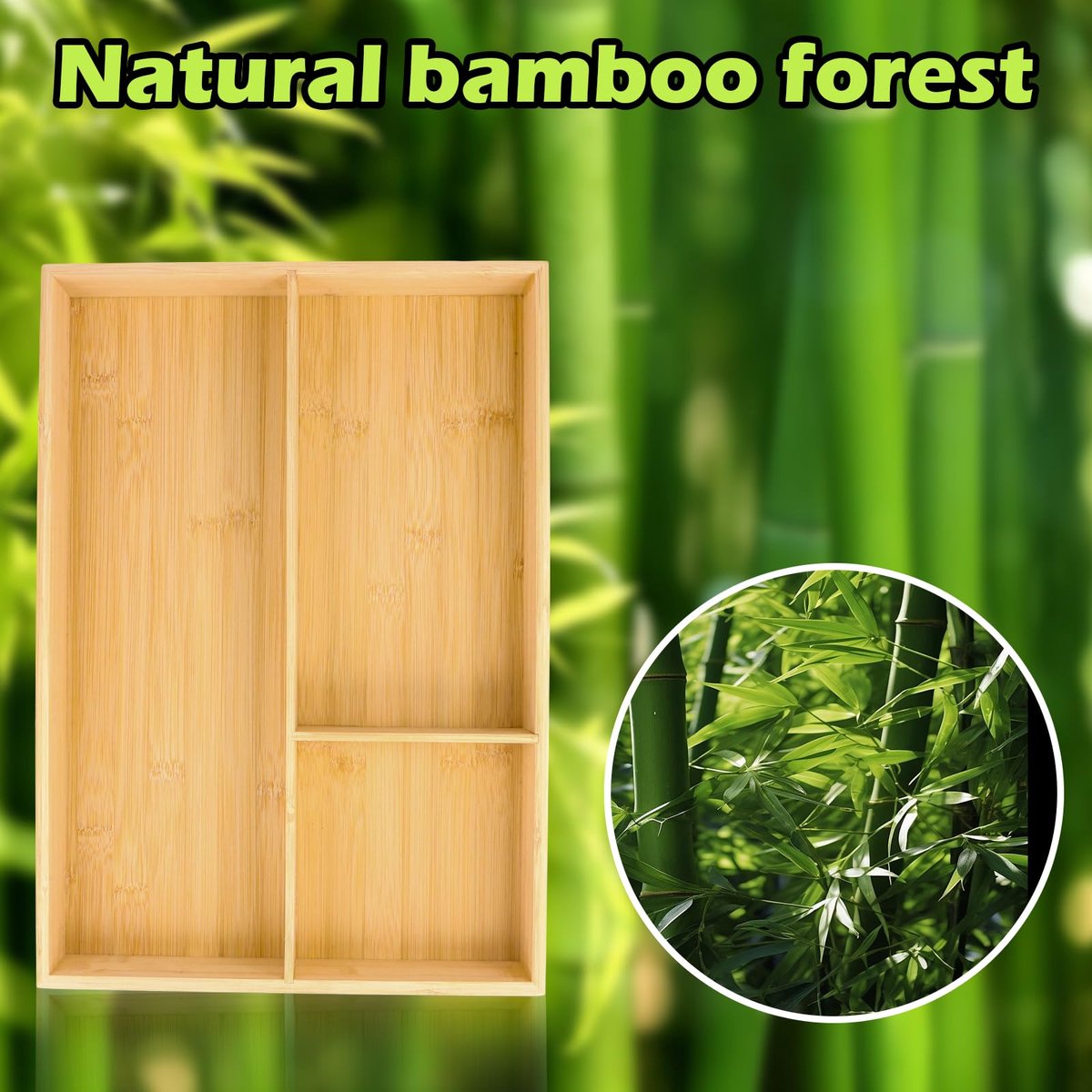 Dailygoods - Bestekbak voor lade - Bestekorganizer - Houten bamboe - 3 vakken - Keukenaccessoire - Perfect voor keuken en kantoor