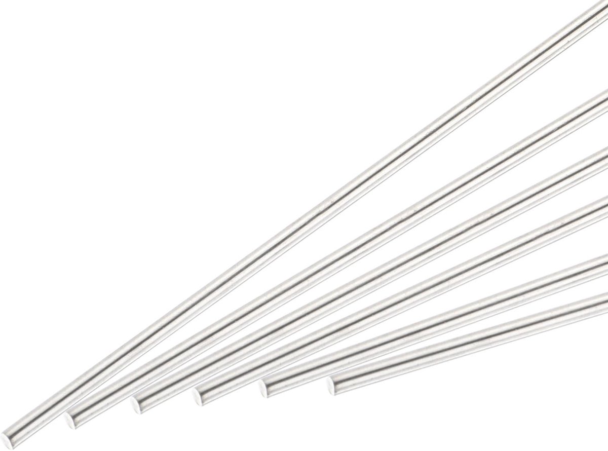 Dailygoods- Ronde Stangen - 6 Stuks - Roestvrij Staal 304 - 2,5 mm x 100 mm - Voor Doe-Het-Zelfprojecten - Robuust en Duurzaam - Stalen Staaf