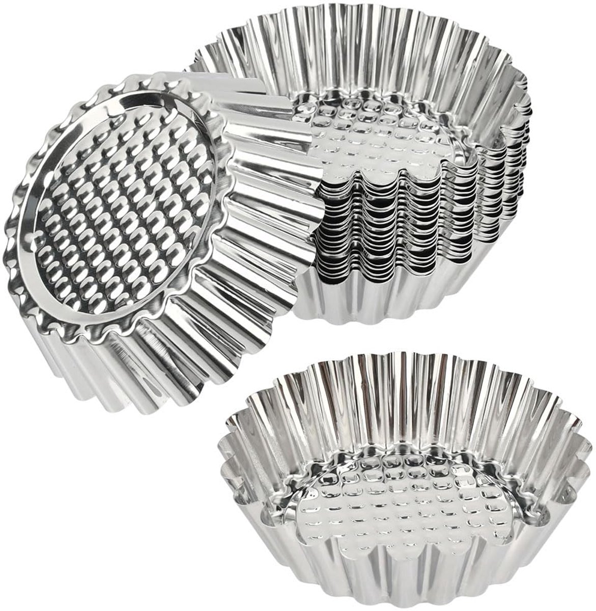 Dailygoods - Kleine Taartvormen Antiaanbaklaag - Set van 20 Stuks Ronde Bakvormen