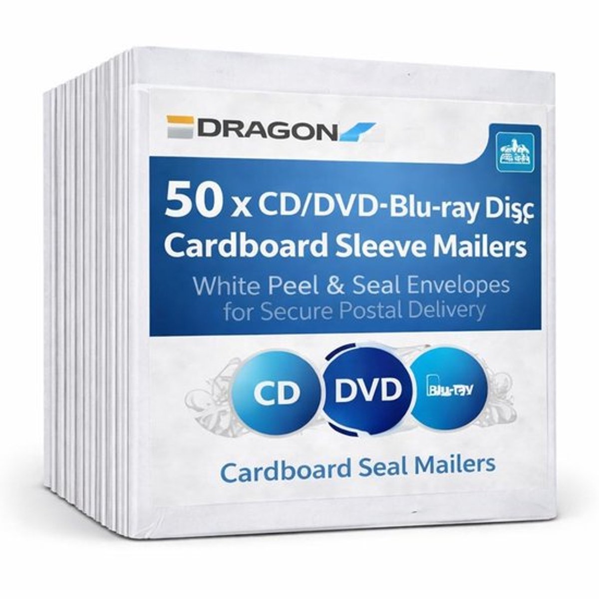 CD Mouwen Premium Kwaliteit - 50 Stuks - Peel/Seal Enveloppen - Scheurstrip - 350 g/m² - Afmetingen 140mm x 135mm