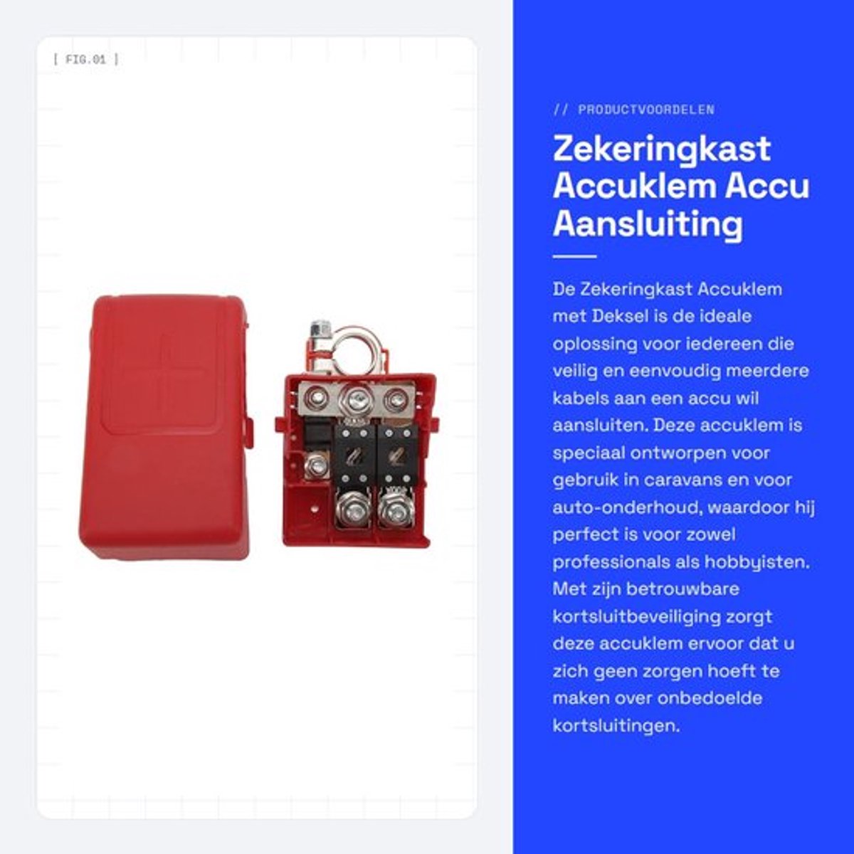 Zekeringkast Accuklem - Accu Aansluiting - Kortsluitbeveiliging - Compact - Auto-onderhoud - Voor Caravans en Auto's - 32V 400A