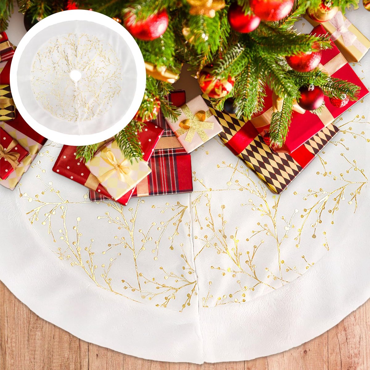 Dailygoods - Luxe Kerstboomrok van Pluche - 90 cm Wit voor Kerstdecoratie