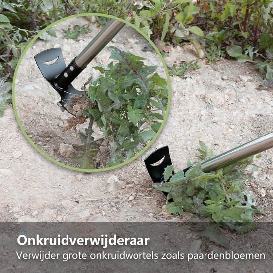 SnelShoppen - Mitclear Onkruidtrekker met Lange Steel (148cm), 2-in-1 Handmatige Onkruidverwijderaar Tuingereedschap, Onkruidhark & Tuinschoffel voor van Snelshoppen — afbeelding 4