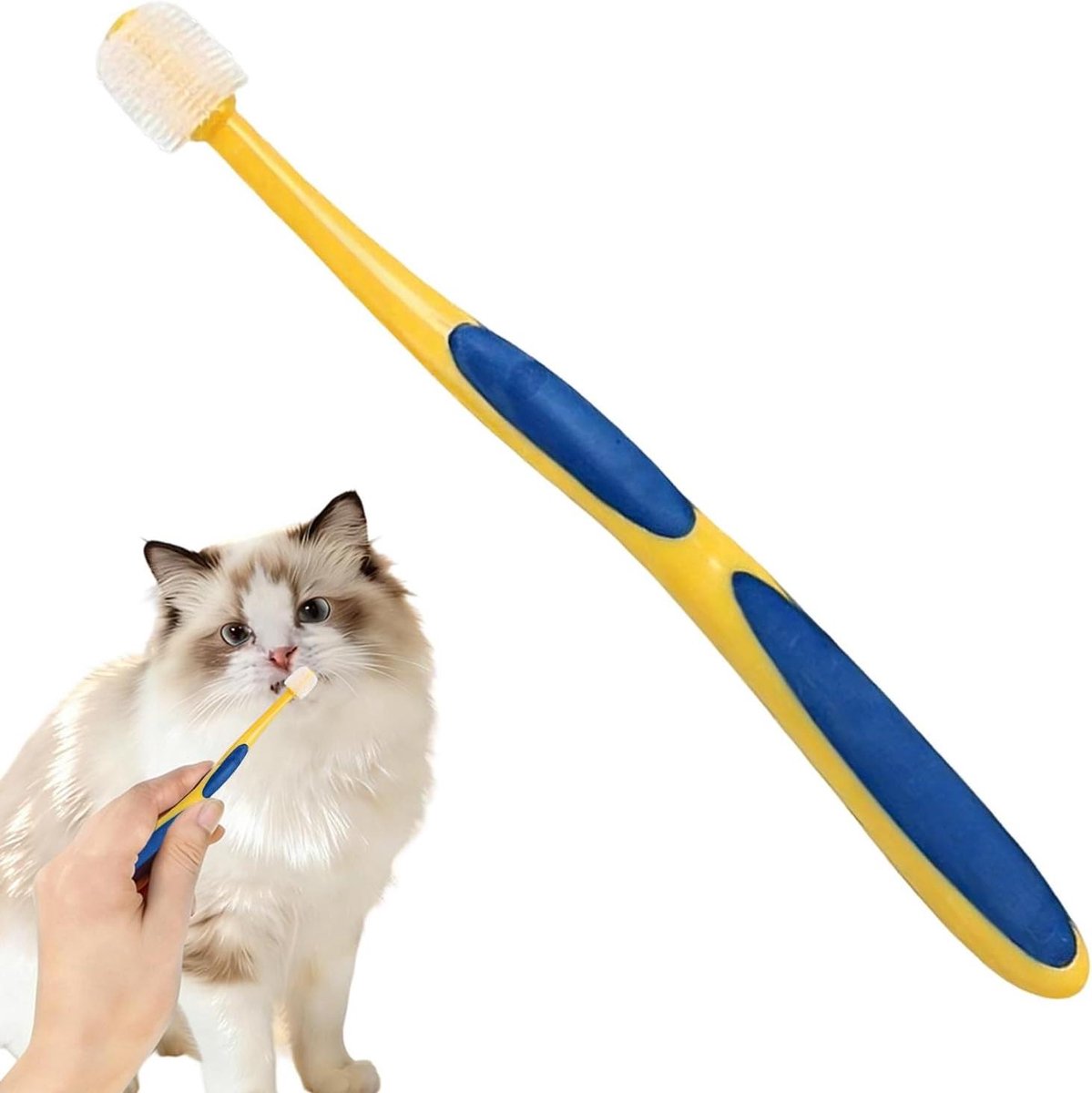 Huisdier Tandenborstel - Gebitsverzorging Hond Kat - Mondhygiëne Verbeteren - Zachte Borstelharen - 15.8 cm - null