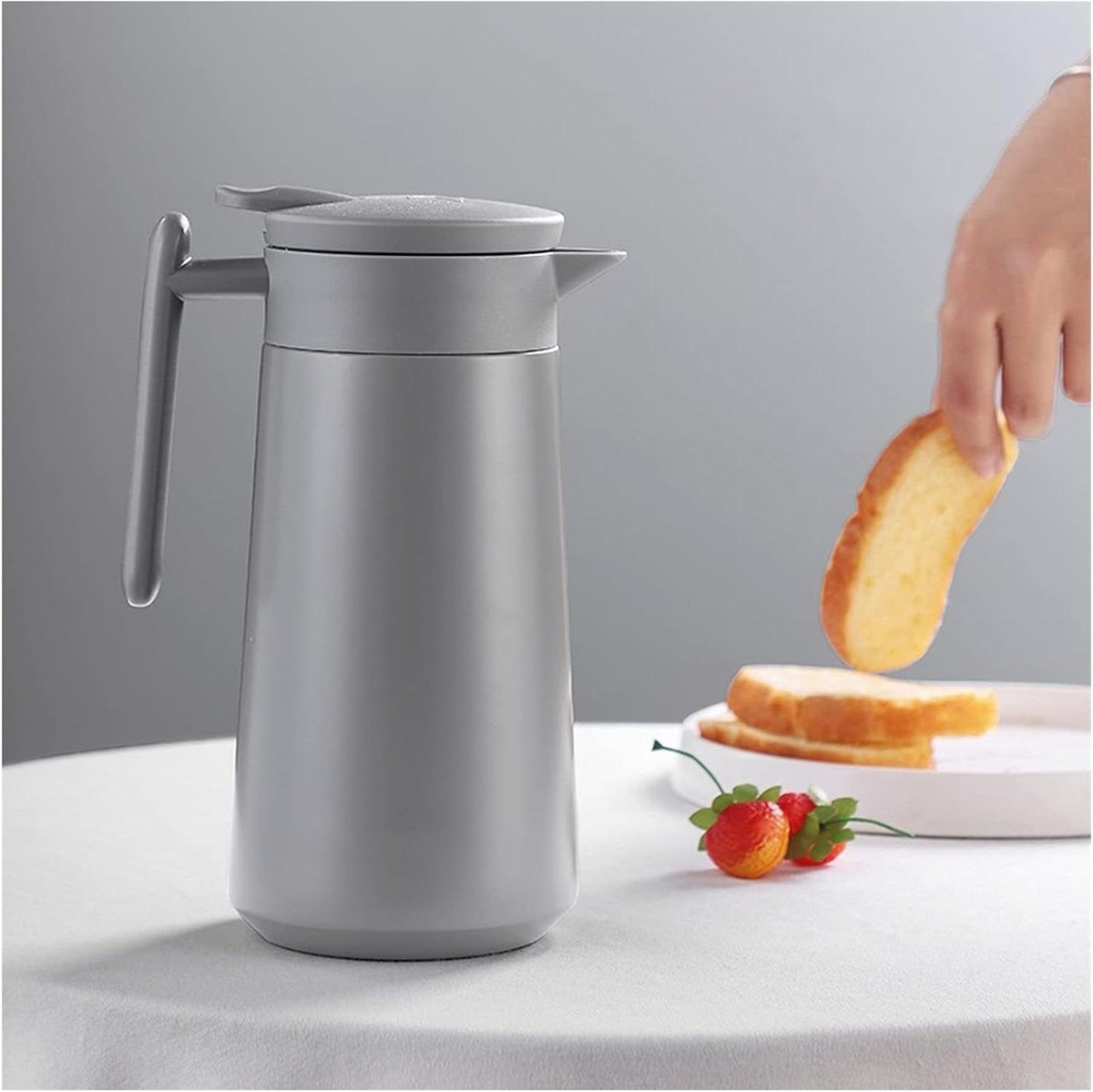 Thermische Koffiekan - Thermoskan Waterkan - Dranken Warm Houden - Roestvrijstalen Isolatie - 860 ml - Grijs