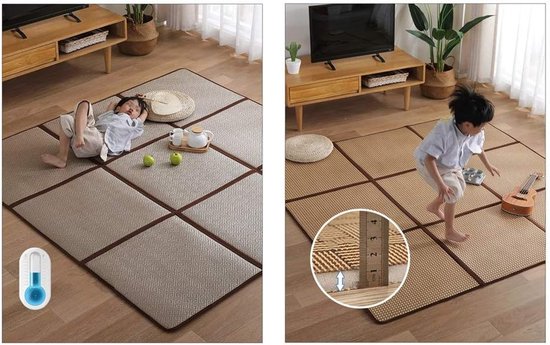 Opvouwbare Tatami Mat - Bamboe Tapijt Studentenkamer - Koel Slapen - Ademend en Zacht - 83 x 83 cm — afbeelding 4