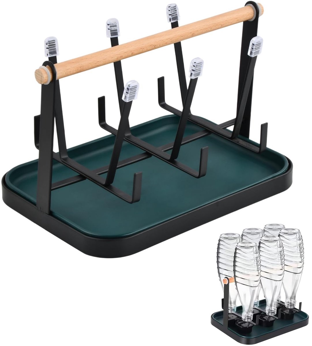 Dailygoods - Premium Roestvrijstalen Flessenhouder met Afdruiprek voor 6 Flessen