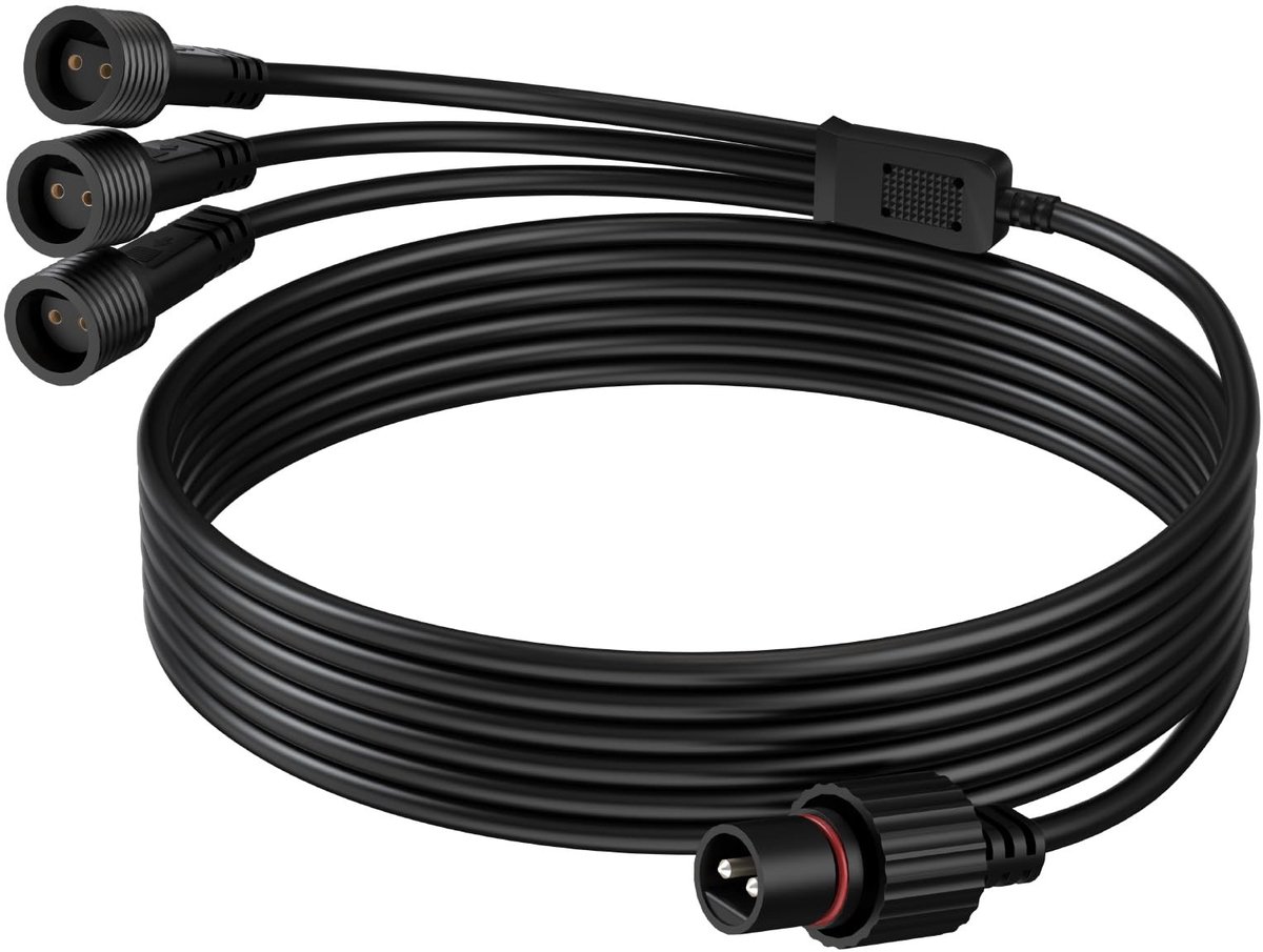Dailygoods- Verlengkabel 5M waterdicht - Verlengsnoer met 3 splitters - Buitenverlengkabel - Tuinverlichting - Zonne-lichtslingers - Kerstverlichting - Buitenkabel