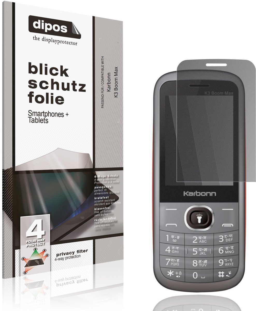 dipos – Matte Privacy Screenprotector geschikt voor Karbonn K3 Boom Max | Anti-Spy Beschermfolie