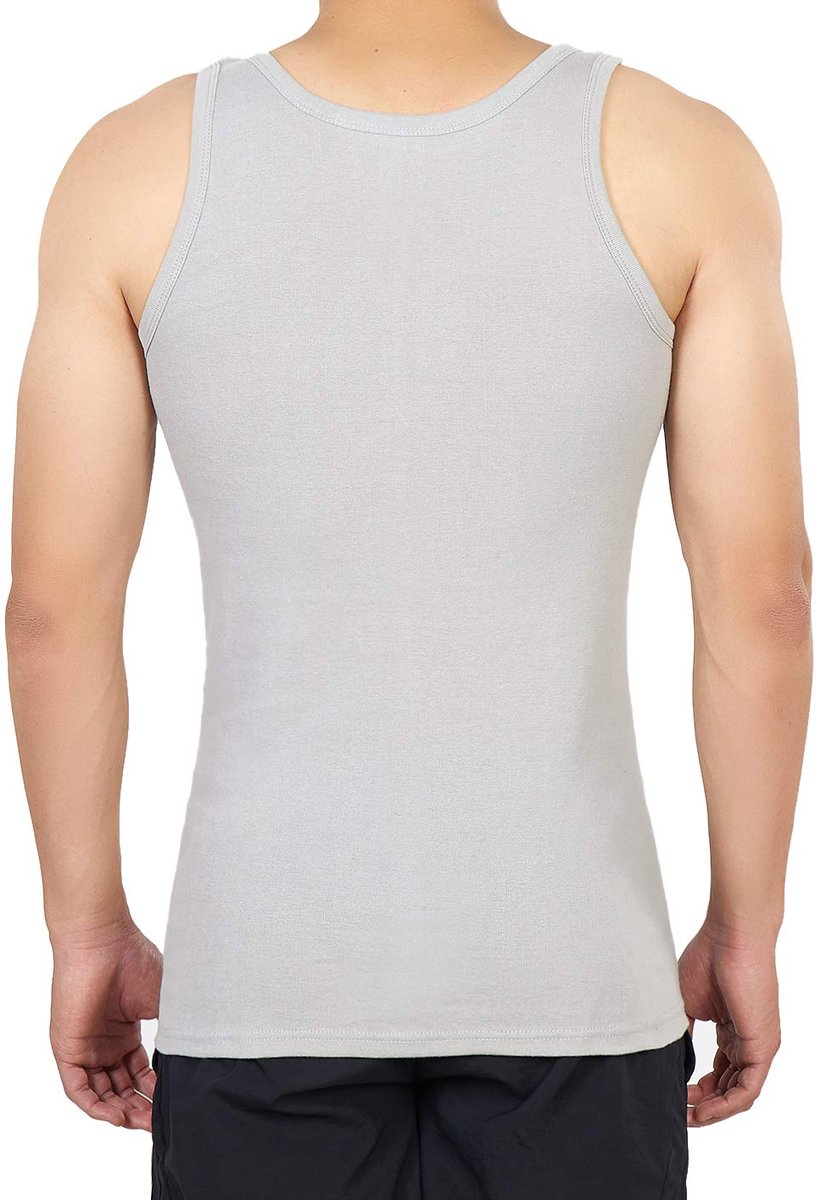 SnelShoppen - NUOZA vest heren tanktop 5 pack fijne rib spier shirts katoen - zwart, wit, grijs - alle maten tot 3XL - ideaal voor casual, sport en va